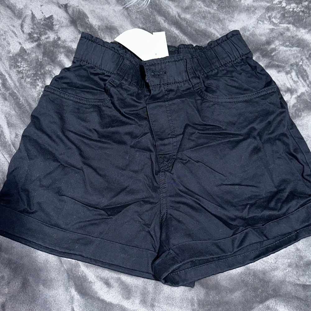 Black cinched waist shorts